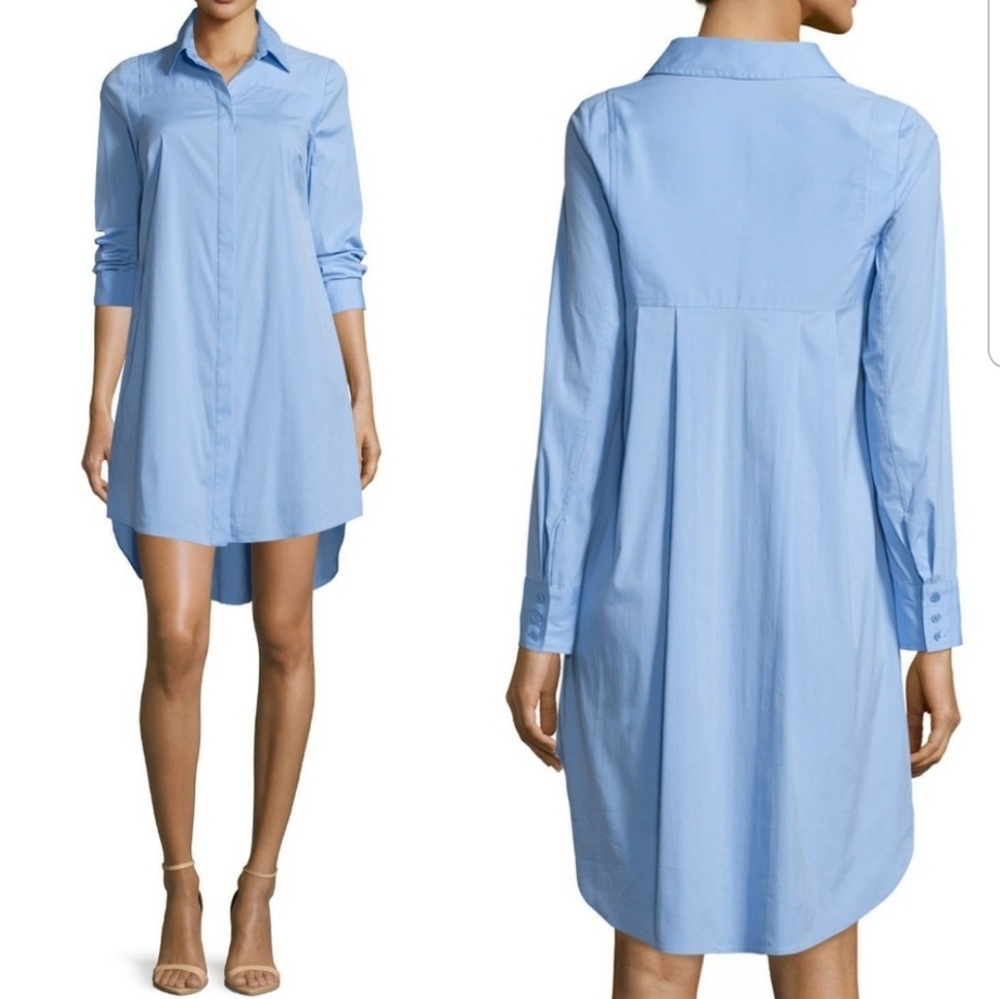 Milly Long Sleeve Stretch Poplin Shirt Dress - Picture 1 of 8